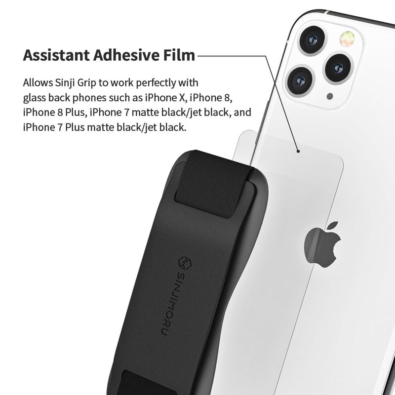 Sinjimoru Phone Grip with Silicone Band â€“ Comfortable One-Hand Holder & Kickstand for Smartphones, Tablets, and eReaders for iPhone, Android, and Kindle Sinji Grip Silicone Black - Image 4